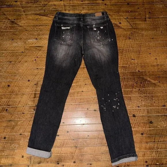 Judy Blue boyfriend slouchy distressed stretchy 5/27 boutique jeans - Picture 4 of 4